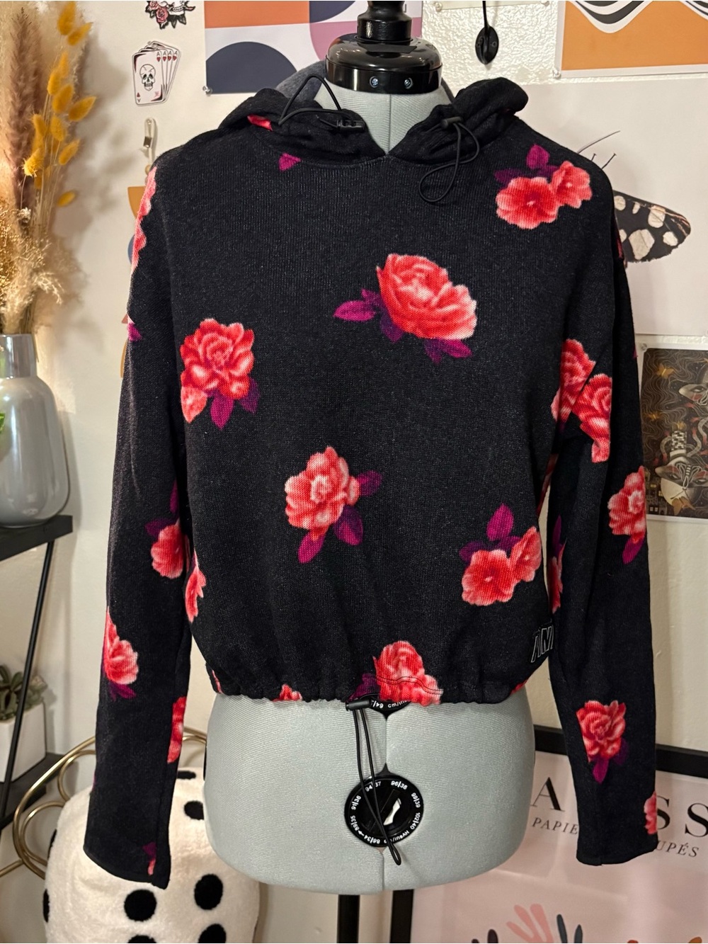 PINK Victoria’s Secret Floral Cowl Neck Hoodie